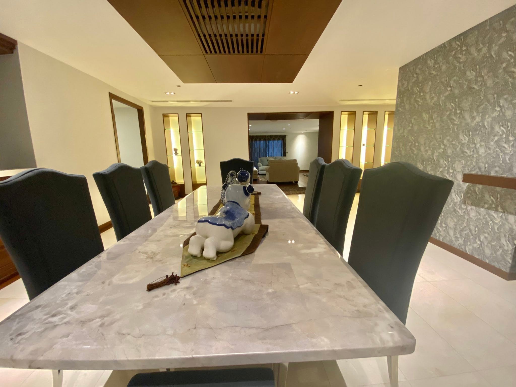 Ten-seat marble dining table