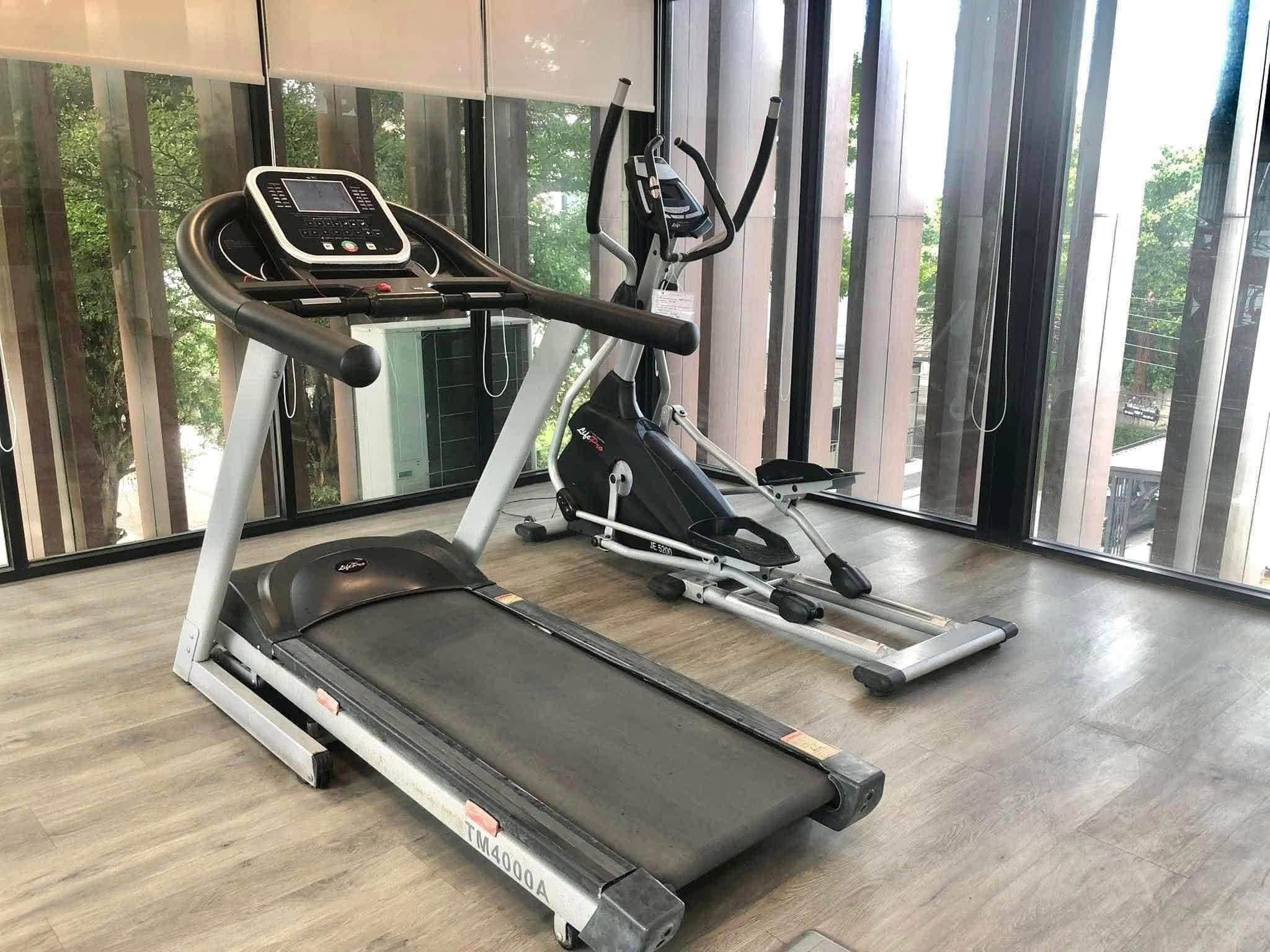 Exercise corner by the windows