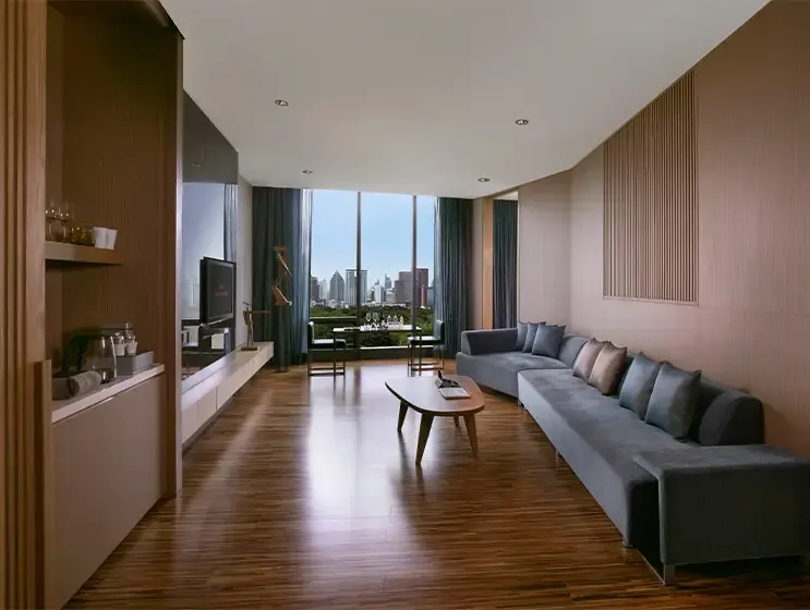 Living room of the 1-bedroom serviced apartment (108 sq.m.)