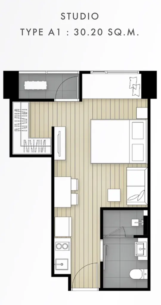 Photo 9 of listing DA-3206560: 1-bedroom condo (30.56 sq.m.) at Ideo Mobi Rangnam