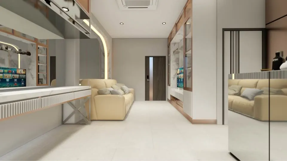 Living room (view 6) of the 1-bedroom condo (45 sq.m.) at Supalai Icon Sathon