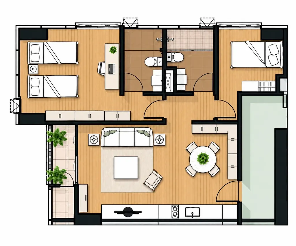 Photo 16 of listing DA-3332243: 2-bedroom condo (67.25 sq.m.) at My Resort Bangkok Condominium