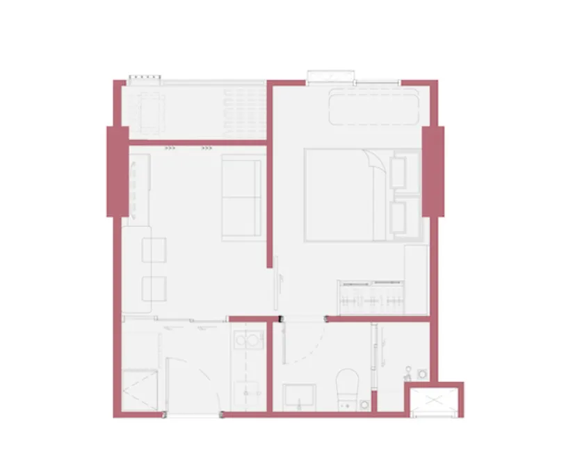 Photo 8 of listing DA-3354865: 1-bedroom condo (28.3 sq.m.) at Modiz Vault Kaset Sripatum
