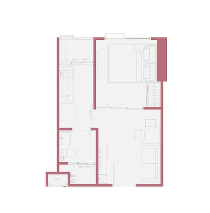 Photo 8 of listing DA-3354866: 1-bedroom condo (24.67 sq.m.) at Modiz Vault Kaset Sripatum