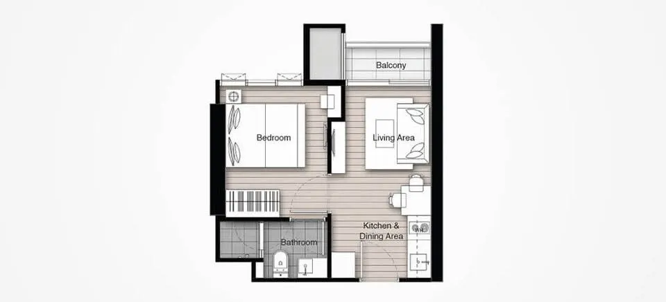Photo 15 of listing DA-3356416: 1-bedroom condo (27 sq.m.) at Whizdom Connect Sukhumvit