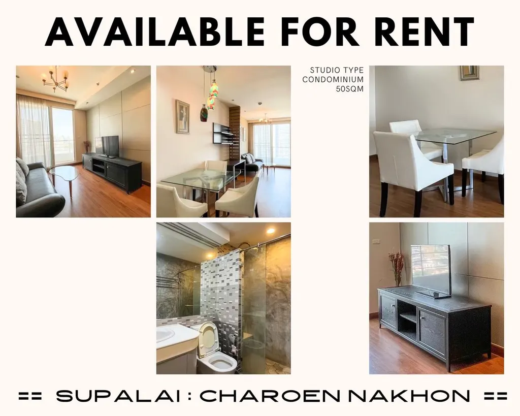 房源 DA-3358200 的照片 1：Supalai River Place Charoen Nakorn 1 房公寓（50 平方米）