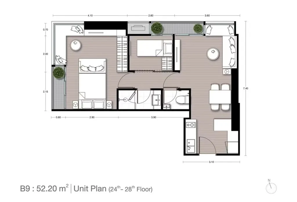 Photo 11 of listing DA-3361264: 2-bedroom condo (53.5 sq.m.) at Noble Form Thonglor