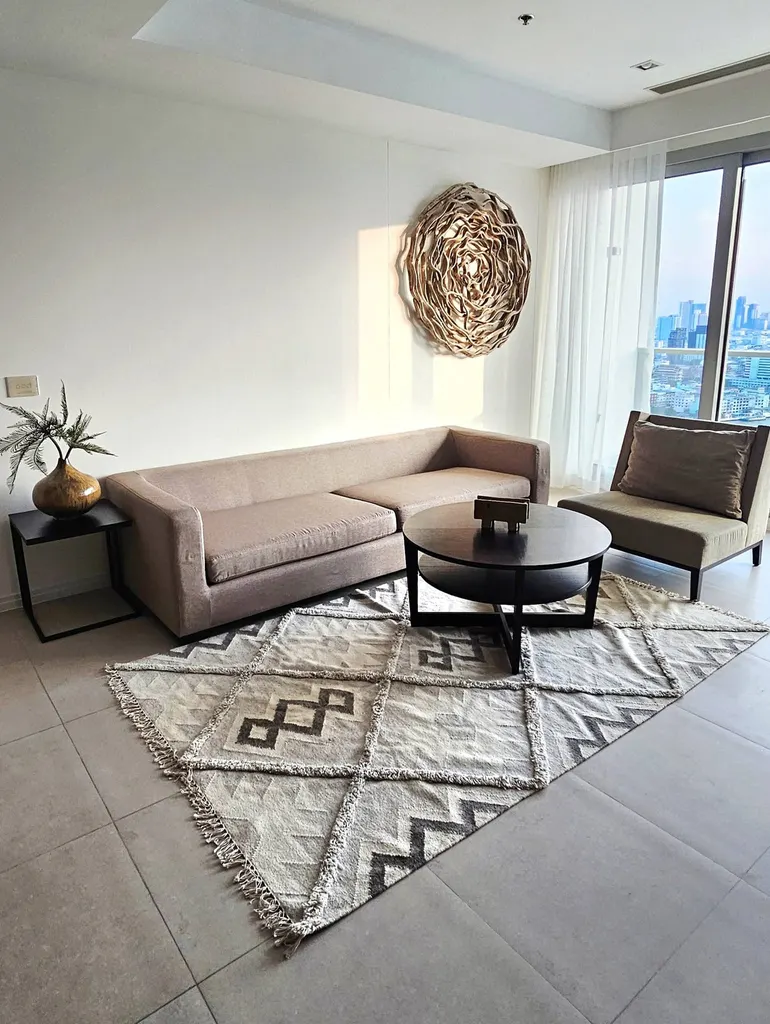 Living room of the 2-bedroom condo (138 sq.m.) at The River Condominium