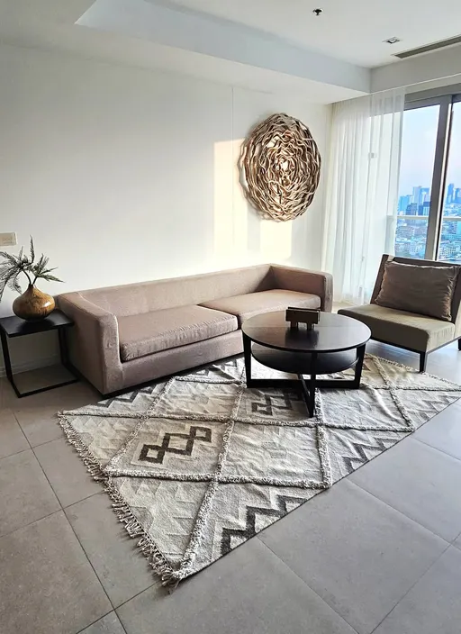 Living room of the 2-bedroom condo (138 sq.m.) at The River Condominium