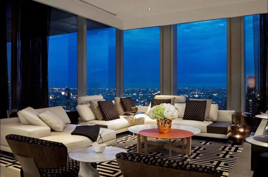 Living room (view 3) of the 2-bedroom condo (234 sq.m.) at The Ritz-Carlton Residences Bangkok