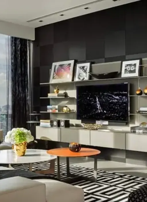 Living room of the 2-bedroom condo (234 sq.m.) at The Ritz-Carlton Residences Bangkok